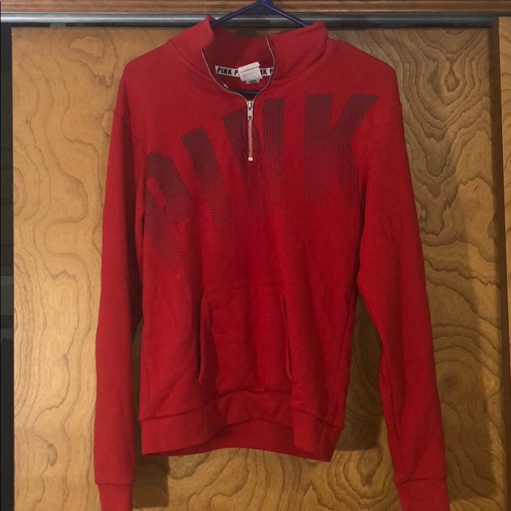 red quarter zip